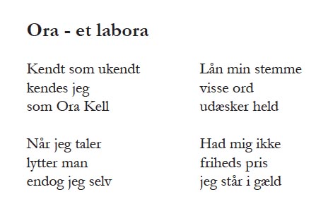 Digtet "Ora - et labora"