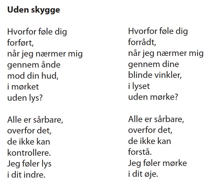 Digtet "Uden skygge"